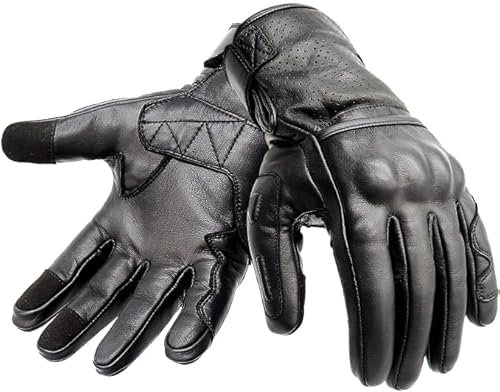 Hand Fellow Premium Leather Motorbike Motorcycle Gloves Touch Screen Gloves Mens Racing gloves ATV Riding Gloves (L)