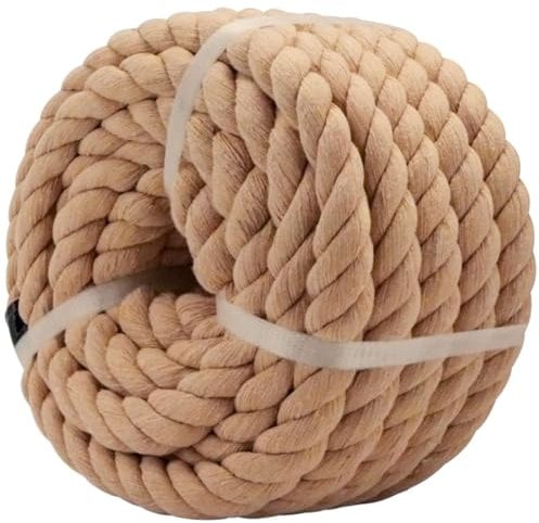 Baumwollseil (2,5 cm x 15,2 m) natürliches dickes Seil für Tauziehen, Geländer, Hängematte, Dekorieren (Braun)