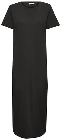KAFFE Damen Kleid KAcelina Damen Kleid Rundhals Maxi Kurzarm Casual Basic Freizeitkleider Kurzarm XS, Black Deep