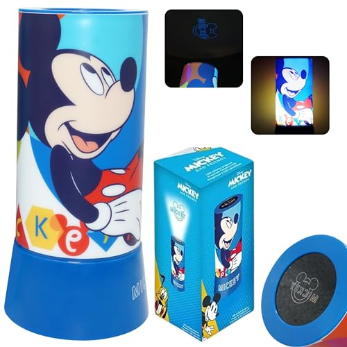 Mickey Mouse LED-Projektor-Nachtlicht für Kinder, 19 cm, batteriebetriebene Zylinder-Schreibtischlampe, Tischleuchte für Schlafzimmer, Kinderzimmer, Spielzimmer, Geschenk für Jungen, Mädchen, Baby