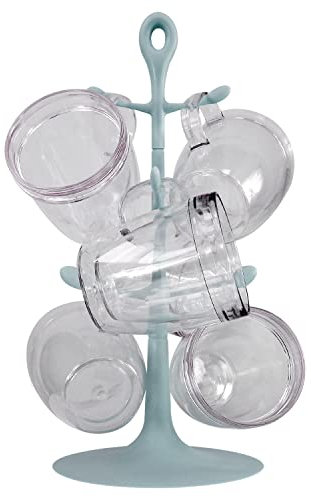 BODUM Becherbaum mit 6 doppelwandigen Tassen à 340 ml, Becherbaumständer, BPA-freier Kunststoff, bruchsicher, spülmaschinenfest, blauer Mond