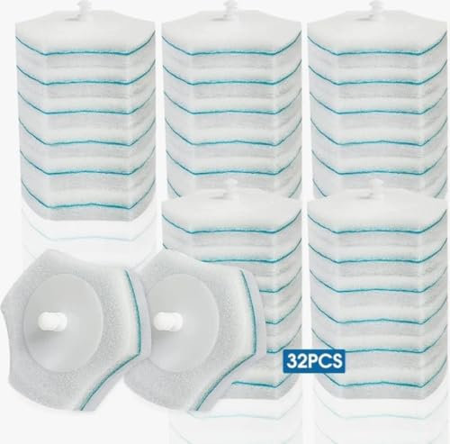 BALORIZ Disposable Toilet Brush Refills 32 Count Toilet Refills, Disposable Toilet Bowl Brush Refill Pads for Bathroom and Toilet Cleaning (Not Compatible with Other Brand Toilet Handle)