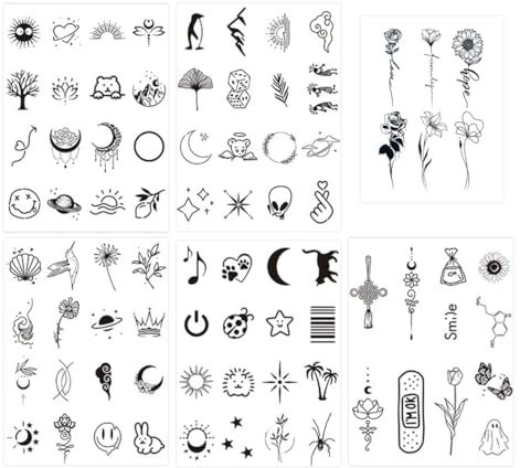 PLABBDPL Réaliste Tatouages temporaires Ensembles 6 Feuilles, Tatouage Temporaire Femme Sexy Papillon Fleurs Abdomen, Poitrine Rose tattoo, Cou Petit Visage Bohème Faux Tatouage Autocollants