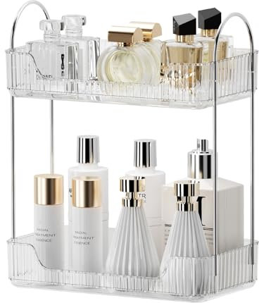 CESTATIVO Make up Organizer, Kosmetik Organizer, Beauty Organizer, Hautpflege Organizer für Badezimmer (2 Schichten, Klar)