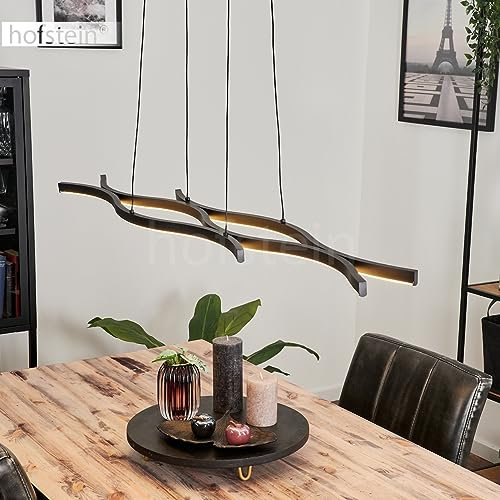HOFSTEIN LED Pendelleuchte Fuliola, moderne Hängelampe aus Metall/Kunststoff in Schwarz/Weiß, Leuchte im geschwungenen Design, Höhe max. 120 cm, Länge 108 cm, LED 35 Watt, 3570 Lumen, 3000 Kelvin