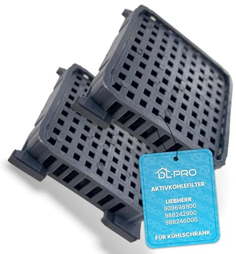 DL-pro Juego de 2 filtros de carbón activo Fresh Air 48 x 44 x 10 mm para Liebherr 9096989 9882429 9882460 7440021 filtro de carbón, filtro de olores, filtro de aire, filtro interior para frigorífico,