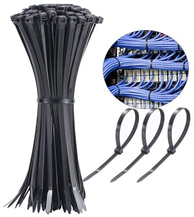 Cable Ties Black,100 Pack Premium Nylon Zip Ties 250mm x 4.8mm,Plastic Self Locking Heavy Duty Cable Tie Wraps for Cables,Indoor,Outdoor,Home,Garden,Office and DIY