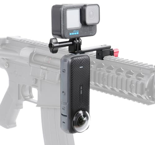 SEASKY Aluminum Gun/Airsoft Picatinny Rail Mount Adapter Holder for Gopro Hero 12/11/10/9 DJI Action 4/3/2 Insta360 G03 Sports Camera Accessories Hunting POV/Vlog Wargame (GM01)