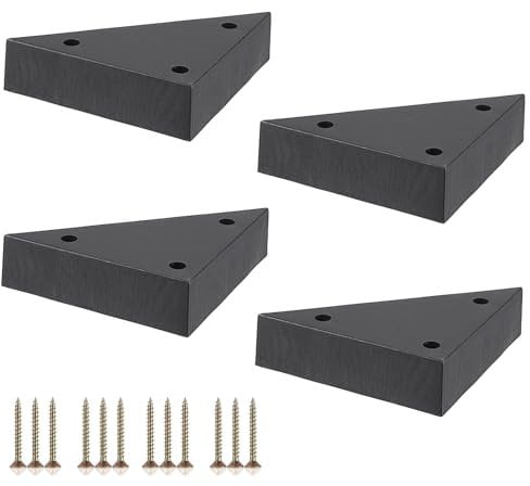 SUMNACON Set of 4 Plastic Furniture Legs Sofa Feet, Triangle Replacement Furniture Feet Corner Couch Leg Black Chair Table Cabinet Feet with Screws for Room Furniture DIY Replacement