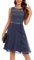 Berylove - Vestido de cóctel elegante con dobladillo de volantes para mujer, para boda, vestido de noche corto acampanado con encaje, azul, M