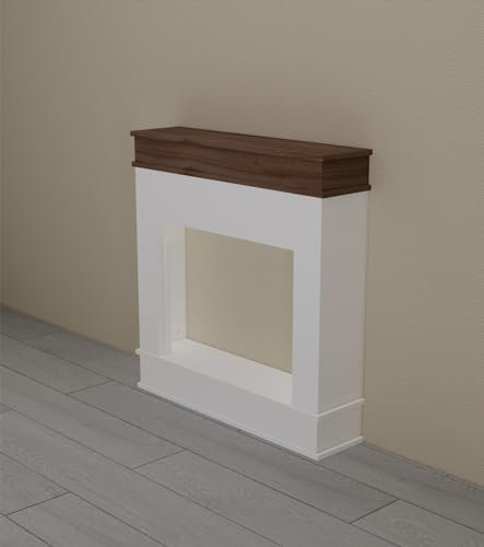 M.C.Haus Chimenea Eléctrica con Repisa de Chimenea, 23/58cm Chimenea Empotrada, Temperatura Ajustable y Efecto de Llama, Chimenea en Acabado de Madera de Ingeniería, Blanco