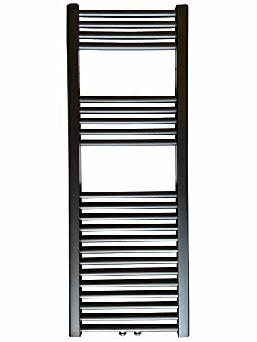 Badheizkörper SMYRNA Schwarz Matt 600 x 900 mm. Gerade mit Mittelanschluss Handtuchtrockner Handtuchwärmer