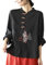 xinrishe Hauts Chinois De Style Ethnique Rétro pour Femmes Chemise Ample Et Décontractée Grande Taille Broderie Exquise Chemisier Traditionnel Hanfu (Color : Black, Size : 3XL)
