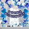 Decoraciones De Cumpleañosa Zules y Blancos Set, 50pcs Azules y Blancos Globos, Pancarta Feliz, Cortina De Flecos De Zules,Colgando Remolinos Para Decoracion Cumpleaños
