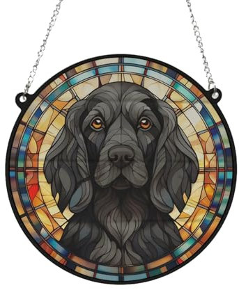 Image Industry Cocker Spaniel Sonnenfänger mit Buntglas-Effekt, Gartengeschenk, Hundegeschenk, Haustier-Gedenkstätte, 13 cm, Schwarz