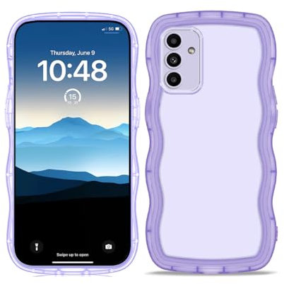 PanXCase Coque Transparente pour Samsung Galaxy A15 - Étui Cute Vague Souple Léger Fine Souple Filles Femmes Antichoc Antidérapant Bumper Housse (Violet)