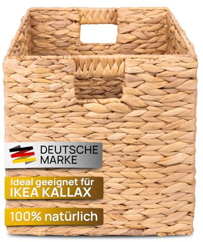 Casa Mina® Aufbewahrungskorb geflochten ideal für alle Regale I Nachhaltiger Seegras Korb geflochten aus Naturmaterial I Robuster Flechtkorb mit Griffen I modern geflochtener Korb (Natur, 27x27cm)