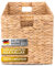 Casa Mina® Aufbewahrungskorb geflochten ideal für alle Regale I Nachhaltiger Seegras Korb geflochten aus Naturmaterial I Robuster Flechtkorb mit Griffen I modern geflochtener Korb (Natur, 27x27cm)