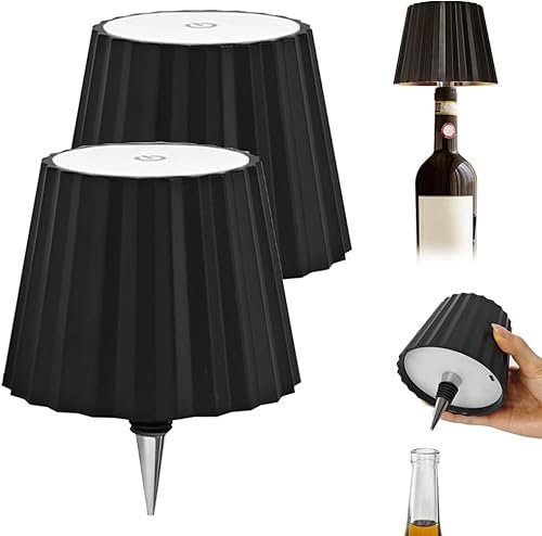 Umikk 2 Stück LED Flaschenlampe, Dimmbare Flaschenlicht, Aufsatz LED Akku,Touch Flaschenlampe Mit RGB Licht, Metall/Kunststoff Wasserdicht Flaschenlampen