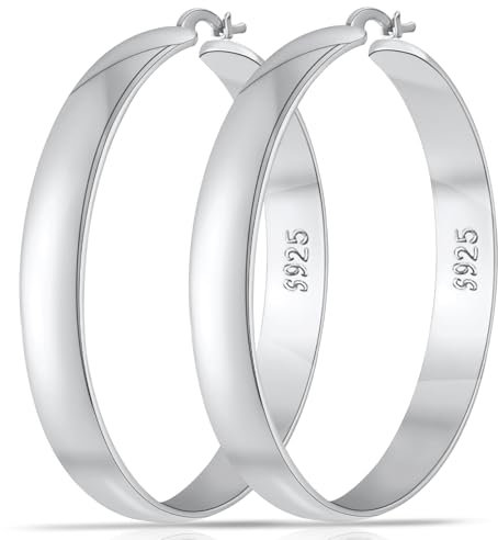 Rajputana Creolen Silber Groß Creolen Silber 925 Für Damen 8mm Breite Large Hoop Earrings Hypoallergene Echt Silber Creolen Große Creolen Für Frauen Leichte Klobige Groß Silver Creolen