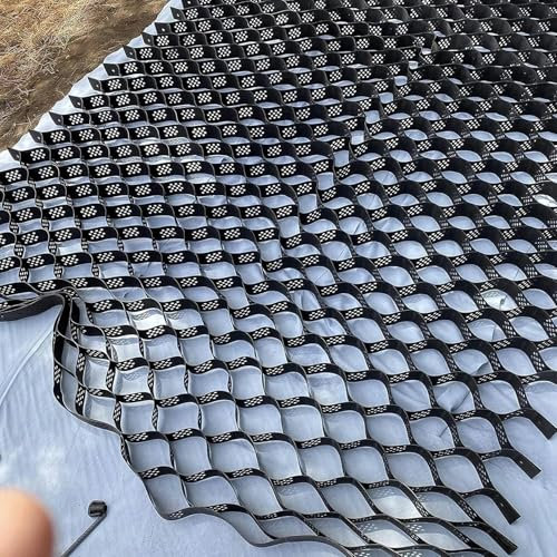 BTOIASYHF Kiesgitter Schneidbares Kiesstabilisator-Geogitter der Bienenwabe, Schwarz Gartengarage Geocell Bodengitter 5 cm Hoch, für Terrassenweg-Gras-Felsen-Füllung (Size : 2m x 7m (6.5ft x 23ft))