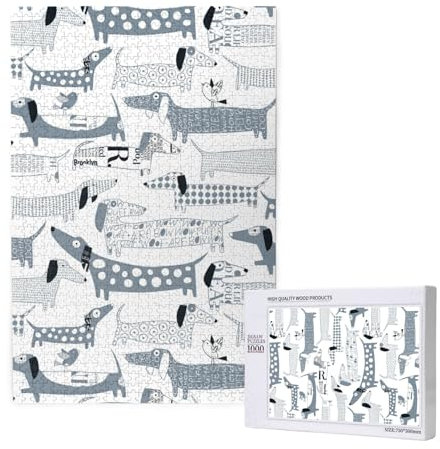 Sausage Dog, Jigsaw Puzzles 1000 Pieces Wooden Jigsaw Toy Family Game Wall Decor for Adults Teens