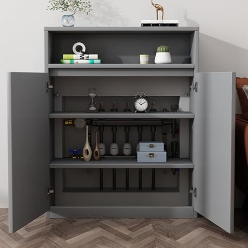 YUGXTH Heizkörperverkleidung, Heizschrankregal, Heizkörperabdeckung, Moderne Heizungsverkleidung, Heizkörperregal mit 2 Türen, Rohrventil, Sichtschutz(Gray,39.4in/100cm)