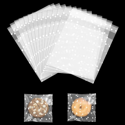 100 Stück Zellophantüten, durchsichtige, selbstklebende Kekstüten, Plastiktüten für Süßigkeiten zum Backen, für Kekse, Bonbons, Gebäck, Schmuck, Seifen, Karten und Desserts (2,76 x 2,76 Zoll)