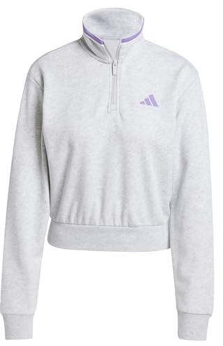 adidas Women's Essentials Color Pop French Terry Crop Quarter-Zip Originals Jacke Light Grey Heather M
