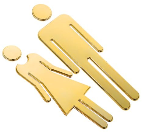 HYTROVE Edelstahl Toilettenschild Satz 12cm Goldfarben Robustes Wc Türschild Für Damen Und Herren Badezimmerbeschilderung Einfach Montierbar