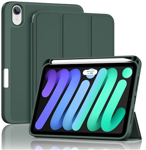 ProCase Cover iPad Mini 7 A17 Pro 2024 / iPad Mini 6 2021, Custodia Protettiva per iPad Mini 7a/6a Generazione da 8,3 pollici -Verde Notte