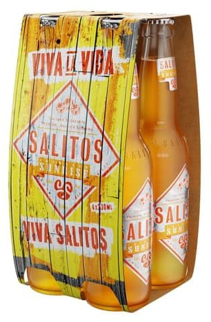 Salitos Sunrise Biermix 5,0% Vol. - 4x0,33l Glas Mehrweg | Biermischgetränk im Glas mit Orange, Passionsfrucht und Mango, fruchtiges Sommerfeeling mit jedem Schluck für Partys