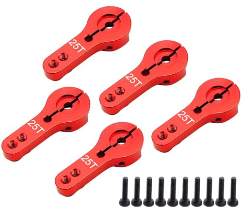 YijiaLink 5Stk 25T Aluminium Servohorn M3 Gewinde Metall Lenkhebel für RC Auto Truck Buggy Flugzeug(Rot)