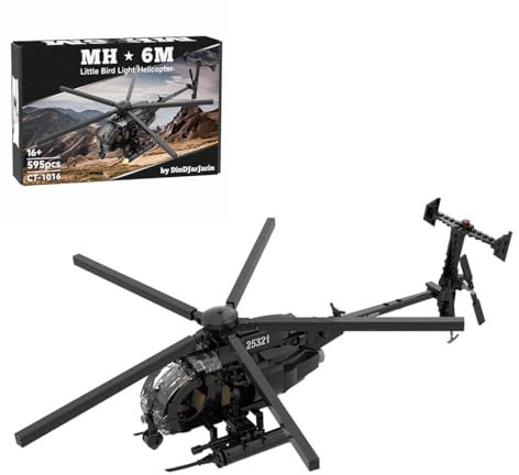 Generisch Militär Hubschrauber Bausteine Bauset MH-6 Little Bird MOC Flugzeug Klemmbausteine Set zum Sammeln für Erwachsene Geschenk/Sammler Stücke (595 Teile)
