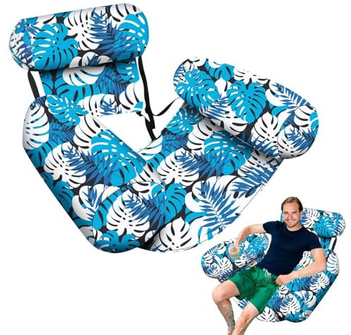 Schwimmbad Hängematte - aufblasbares Wasserlieger, schwimmendes Poolbett, Aqua -Hängematte float | Bequeme Netzpool -Hängematte mit Kopfstütze und Fußstütze Unterstützung für Erwachsene Relaxation und