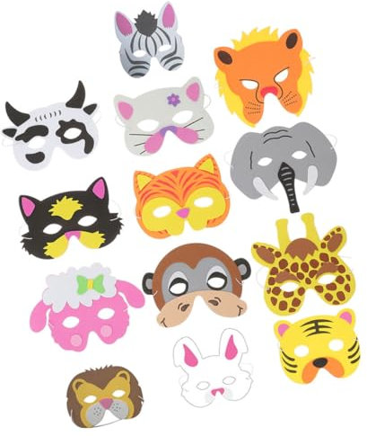 HONITANO 13 Stück Teiliges Tiermasken Lustige Tiermasken für Halloween Feiern und Kostümpartys Leicht und Bequem Fördert Interaktion und Festliche