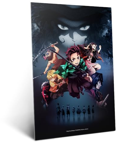 Displate Metallposter Demon Slayer - Characters Plakat - Wandbilder Anime Deko Bilder für Manga Wohnzimmer Schlafzimmer - Geschenk - Wanddeko Poster 48 cm x 67.5 cm