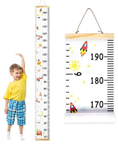 196x20cm Messlatte Kinder Personalisiert, Höhenlineal mit Nagel Wasserdicht Kinder Hohe Diagramm Niedlich Suspension Wachstum Messlatte für Kinderzimmer, Babyzimmer, Innenwände, Fenster Wohnzimmer