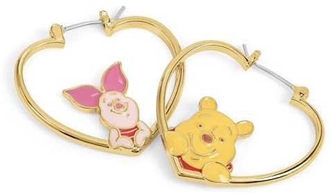 Disney Damen-Creolen Winnie Puuh und Ferkel, vergoldet, Herzform