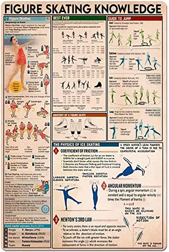 Eiskunstlauf-Wissen Metall Die Physik des Eislaufens Zuhause Schlafzimmer Menschenhöhle Badezimmer Wohnzimmer Café Küche Heimwanddeko Retro-Druck Poster Bestes lustiges Geschenk Schild Blechschild 8x