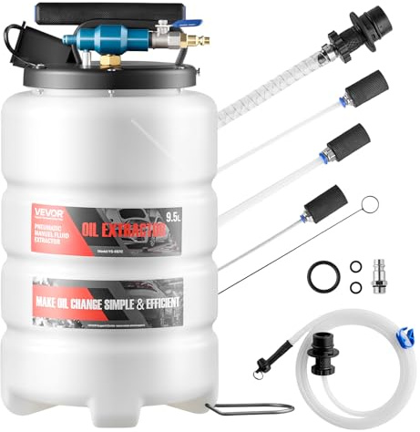 VEVOR Estrattore di Fluidi capacità di 9,5 L, Estrattore di Fluidi Pneumatico e Manuale con Tubo di Prolunga Lungo 150 cm e Tre Tubi di Prolunga da 120 cm, Estrattori di Liquidi per Veicoli