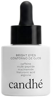 Candhé Contorno de Ojos Antiedad | Péptidos + Cafeína + Niacinamida + Arginina + Ácido Hialurónico | Reduce Ojeras, Bolsas y Líneas Finas | Iluminador y Reafirmante | 20 ml