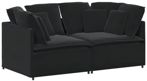 Mhdvray Modulares Ecksofa Schwarz Samt 200 x 100 x 64 cm Stabiler Metallrahmen mit zahlreichen Kissen Modernes Design für Wohnzimmer Jugendzimmer Küche Balkon und kleine Räume