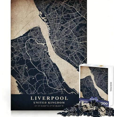 Liverpool United Kingdom 1000 Pieces Jigsaws Adults Puzzles Gifts DIY Play Rich Detail Hard Challenge Xmas Fun Gift (50x75cm)