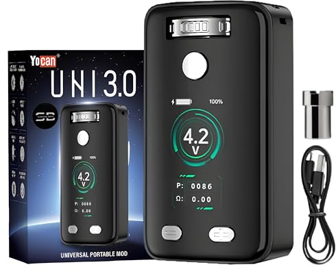 Yocan UNI 3.0 510 Cart Battery [Black] - No Nicotine | Available in 7 colours - Type-C Charging, 650mAh Battery, 1.0H Auto Shutdown - Compatible with 510 Cartridges