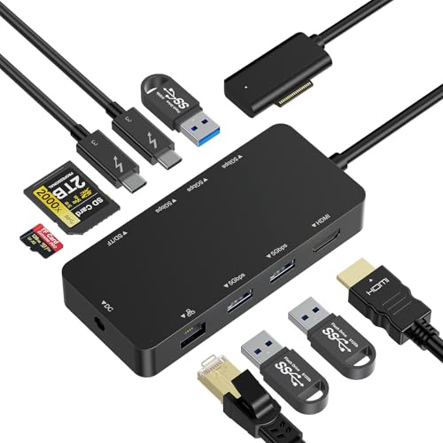 10 in 1 Microsoft Surface Dock for Surface Pro/Surface Laptop/Book/Go | HDMI 4K, 3×USB‑A, 2×USB‑C, RJ45 Gigabit, SD/TF 3.0 for Surface Pro 12/11/10/9/8/X/7/6/5/4/3, Laptop 7/6/5/4/3/2/1, Go 4/3/2/1