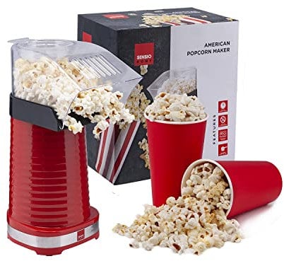 Sensio Home Popcorn Maker 1200W | Gourmet Popcorn Machine | Best Air Popcorn Popper - Fat Free and Healthy