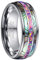NUNCAD Partnerring mit Opal Lila und Abalone Muschel Herren Damen Unisex Ringe 8mm aus Wolfram Ehering Verlobungsring für Männer Frauen Größe 61.0 (19.4)