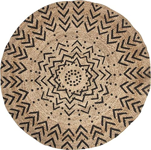 Atmosphera - Teppich, rund, Jute, ethnisch, mit zwei Motiven zur Auswahl, Ø 1200 mm