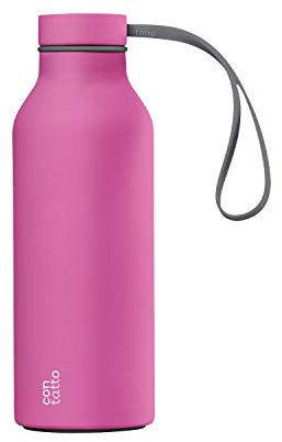 con-tatto Bottle Bottiglia termica con 3 Pareti in Acciaio e Rame - Bevande fredde per 25 ore e calde per 15 ore - Fascia e Tappo Sport Lid inclusi! (Pink Ladies)